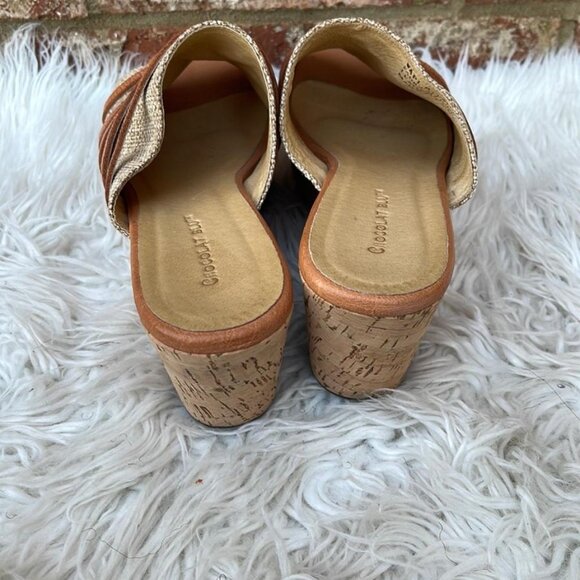 Chocolat Blu Women's Linen Leather Slip-On Cork Platform Wedge Sandal Heels Sz 8 - Picture 8 of 12